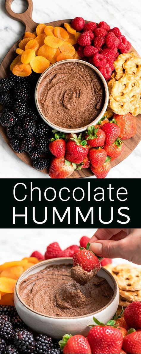 Healthy Chocolate Hummus Recipe is easy to make and ready in 5 minutes! It's a nutritious dip, appetizer, dessert, snack or spread that everyone in my family, including my kids, loves. This dessert hummus recipe is gluten-free, dairy-free, has no refined sugar & it's vegan! #hummus #chocolatehummus #vitamix #desserthummus #vegan Dessert Hummus Recipe, Healthy Vegan Dessert, Healthy Bento, Nutritional Recipes, Chocolate Hummus, Cheesecake Vegan, Dessert Hummus, Appetizer Dessert, Bento Lunches