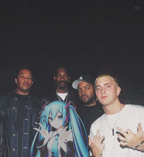 Hatsune Miku, Snoop Dogg,ice cube, Eminem y Dr Dre Celebrities With Anime Characters, Rapper And Anime, Gangsta Anime, Whatsapp Wallpapers Hd, Anime Rapper, More About Me, Real Anime, Anime Meme, April 15