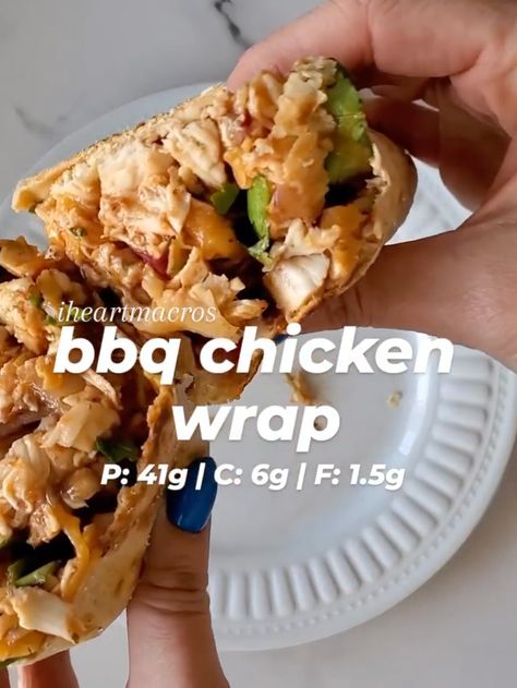 BBQ CHICKEN WRAP – iheartmacros Chicken Tortilla Wraps, Bbq Chicken Wraps, Protein Wraps, High Protein Chicken, Chicken Roll Ups, Chicken Protein, Quick Healthy Lunch, Chicken Wrap, Cooking With Olive Oil