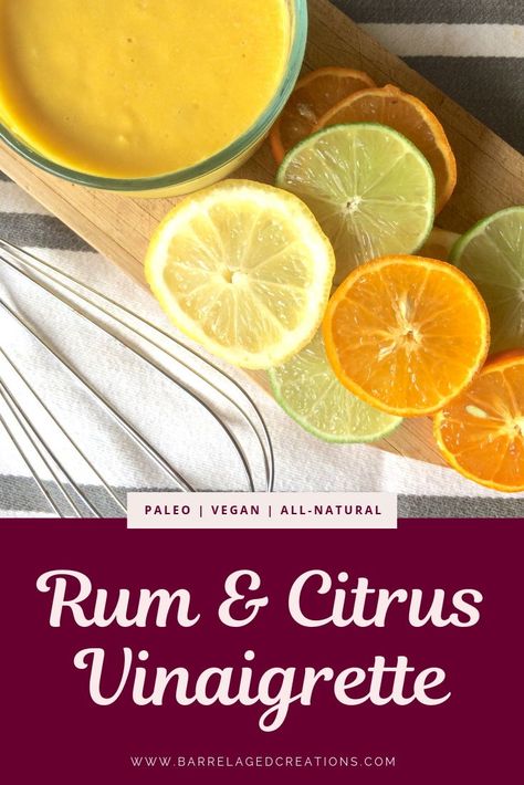 Rum and Citrus Vinaigrette Recipe  #vinaigrette #dressing #recipe #salad #citrus #rum #fruit #lemon #orange #lime #healthy #easy #homemade #paleo #vegan Bourbon Syrup Recipe, Salad Citrus, Green Juice Diet, Rum Barrel, Vinaigrette Dressing Recipe, Maple Recipes, Maple Syrup Recipes, Syrup Recipes, Citrus Vinaigrette