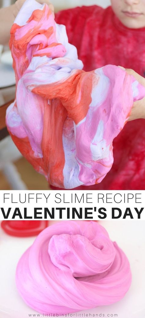 Light as a cloud and stretchy too. Our fluffy Valentines Day slime recipe or rather fluffy slime recipe  in general is a texture that just can't be described because it has to be felt. If you haven't made a fluffy slime yet, what are you waiting for? Making homemade slime with kids is a blast and even better when you can throw in some science. Holiday themes are a cinch too. See what it's all about below and learn how to make Valentines day fluffy slime! Valentines Stem, Valentines Slime, Valentines Day Slime, February Stem, Science Party Food, Make Slime For Kids, Valentine Stem, February Preschool, Science Valentines