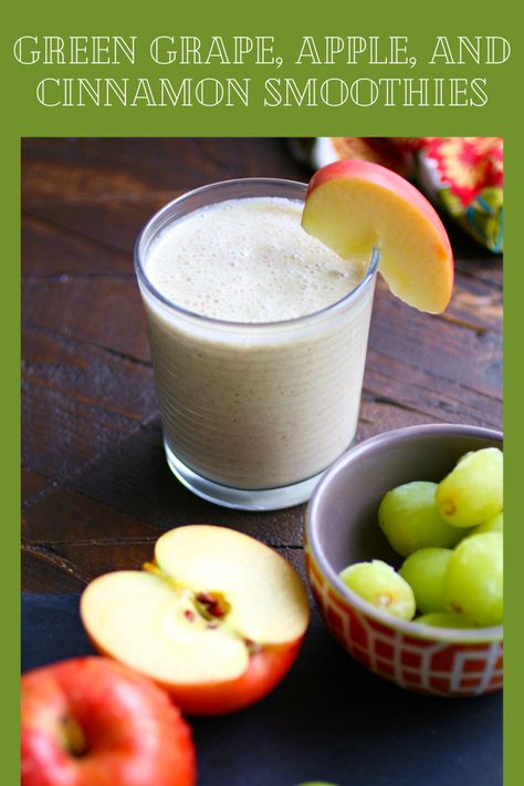 Green Grapes Smoothie, Paleo Breakfast Smoothie, Grape Smoothie, Cinnamon Smoothie, Healthy Protein Shakes, Grape Apple, Apple And Cinnamon, Grape Recipes, Green Grape