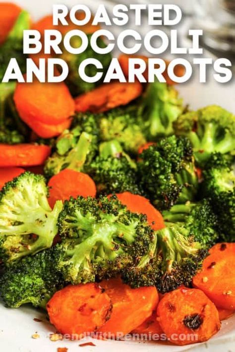 Roasted broccoli and carrots are so easy to make and are ready in under half an hour. It's the perfect side dish to go with an Asian style feast. #spendwithpennies #roastedbroccoliandcarrots #sidedish #recipe #oven #roasted #honey #garlic #vegan #easy #best Roast Broccoli And Carrots, Roasted Carrots And Broccoli Oven, Oven Roasted Broccoli And Carrots, Broccoli Carrot Recipe, Broccoli And Carrots Side Dishes, Carrots And Broccoli Recipes, Broccoli And Carrot Recipes, Roasted Carrots And Broccoli, Sweet Spicy Sauce