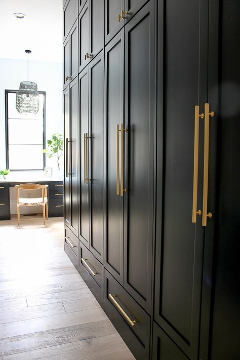 Emily Griffin, House Of Silver Lining, Griffin Design, Bedroom Built In Wardrobe, Black Closet, Closet Remodel, Hearth Room, Black Cabinets, Built In Wardrobe