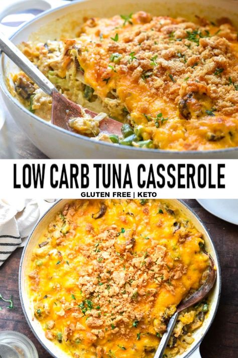 *NEW* This rich creamy low carb tuna casserole recipe is like an embellished tuna helper on steroids and its loaded with wholesome veggies. #ketotunacasserole #lowcarbtunacasserole Low Carb Tuna Casserole, Tuna Helper, Recipes Tuna, Tuna Casserole Recipes, Tuna Steak, Low Carb Low Fat Recipes, Tuna Casserole, Low Carb Casseroles, Canned Tuna