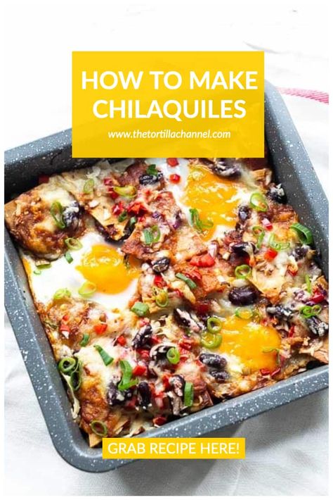 Chilaquiles is great breakfast or lunch recipe made with fried tortillas, veggies and eggs? Easy to make so visit thetortillachannel.com for the full recipe #thetortillachannel #chilaquiles #chilaquilesrecipe #tortillarecipe Easy Chilaquiles Recipe, Breakfast Mexican, Breakfast Chilaquiles, Chilaquiles Recipe, Mexican Breakfast Recipes, Fried Tortillas, Mexican Breakfast, Mexican Dinner Recipes, Mexican Dinner