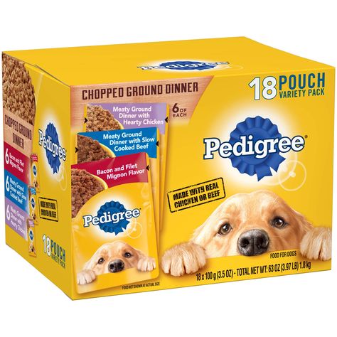 Pedigree Dog Food, Food Variety, Pedigree Dog, Vegetable Noodles, Beef Bacon, Hearty Chicken, Canned Dog Food, Wet Dog, Slow Cooked Beef