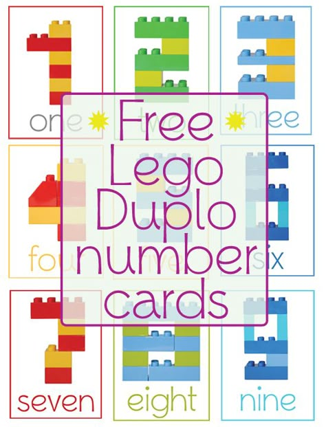 Lego Duplo Number Cards- a nice way to incorporate natural reinforcers into an academic activity Lego Math, Sensory Learning, Free Lego, Preschool Craft, Prek Math, Lego Activities, Numbers Preschool, Cards For Kids, Homeschool Math