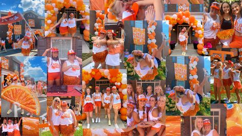 Orange Crush Bid Day Theme, Crushed It Bid Day, Orange Bid Day Theme, Sorority Work Week, Soda Crush, Sorority Recruitment Themes, Sorority Themes, Orange Crush Soda, Recruitment Themes