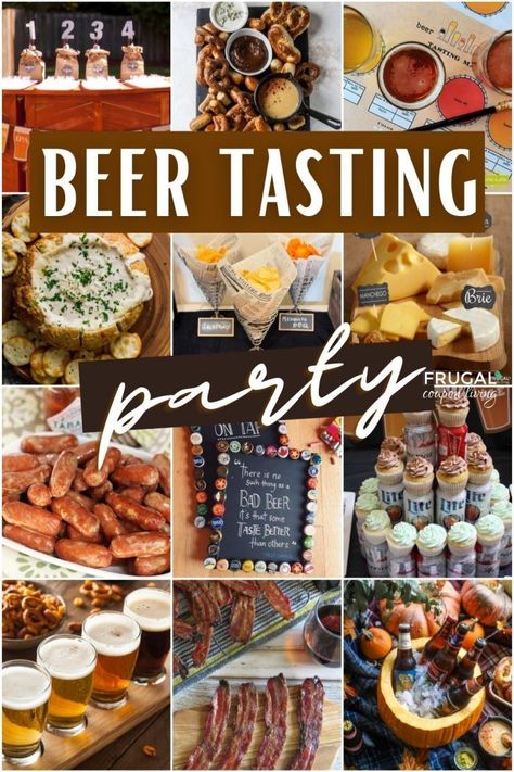 Beer Decorations Birthday, Fall Beer Tasting Party, Pumpkin Beer Tasting Party, 50th Birthday Beer Theme, Appetizers For Beer Tasting, Beer And Bbq Party, Brews And Bites Party, 50th Birthday Party Ideas For Men Theme Decoration At Home, Beer Snacks Ideas