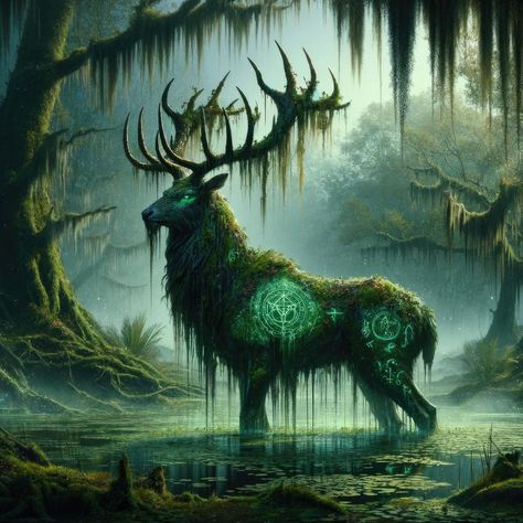 Deer Fantasy Creature, Fantasy Forest Animals, Dnd Creature Art, Fantasy Deer Art, Deer Fantasy Art, Mythical Forest Creatures, Fantasy Animals Magical Creatures, Fantasy Stag, Fantasy Fauna