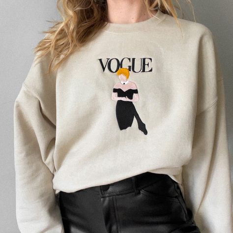 A sweatshirt embroidered with Princess Diana in her iconic "revenge dress," perfect for any mom who has been chatting your ear off about the Royal Family for decades. Princess Diana Revenge Dress, Revenge Dress, Clothing Business, Vogue Dress, Embroidered Crewneck, Lady Diana, Retro Shirts, Embroidered Sweatshirts, Princess Diana