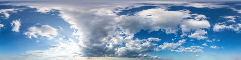 Seamless panorama of sky with puffy Cumulus clouds in spherical equirectangular format with complete zenith for use in 3D graphics, game and composites in aerial drone 360 degree panoramas as sky dome #AD , #advertisement, #spherical, #clouds, #equirectangular, #complete, #format Sky 360, Panorama 360, Graphics Game, Cumulus Clouds, Aerial Drone, Art Fonts, In 3d, 360 Degree, Stock Photos