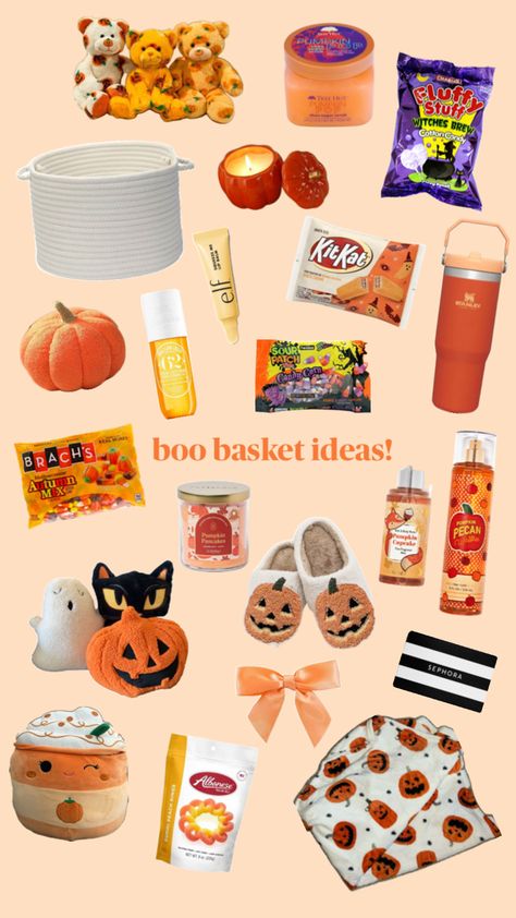 #boo #halloween #cute #autumn #fall #baskets #friends #gifts #candy #candles #perfume #cozy Boo Basket Ideas For Girlfriend, Boo Basket Ideas For Best Friend, Fall Baskets, Boo Basket Ideas, Candy Candles, Mini Boo, Fall Gift Baskets, Boo Baskets, Halloween Themed Gifts