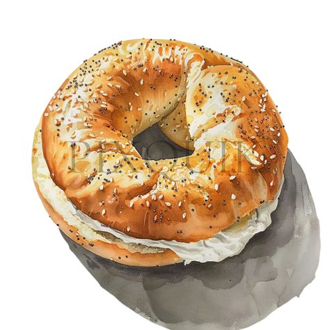 Bagel Clipart, Bagel Drawing, Cheese Clipart, Cream Cheese Bagel, Bagel With Cream Cheese, Cheese Bagels, Collage Images, Bagel Cream Cheese, White Backgrounds