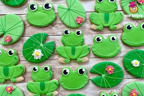 Schaumburg Illinois, Frog Birthday, Cookies Decorated, Birthday Cookies, Lily Pads, Cookie Decorating, Sugar Cookies, Illinois, 1st Birthday