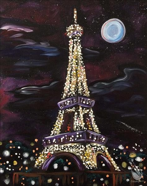 Painting Ideas Paris, Paris Canvas Painting, Eiffel Tower Painting, Painting On Canvas For Beginners, Eiffel Tower Art, Painting With A Twist, Paris Painting, Canvas For Beginners, Canvas Painting Ideas