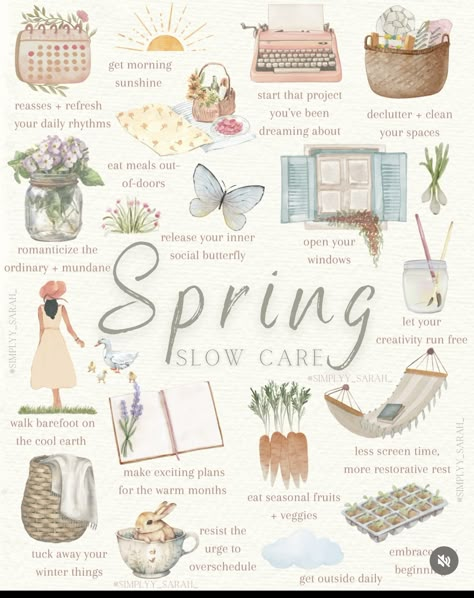 Prepare For Spring, Spring To Do, Spring Bucket List Aesthetic, Season Bucket List, Monthly Bucket List, Spring Self Care, Seasonal Bucket List, Spring Core, Mother Culture