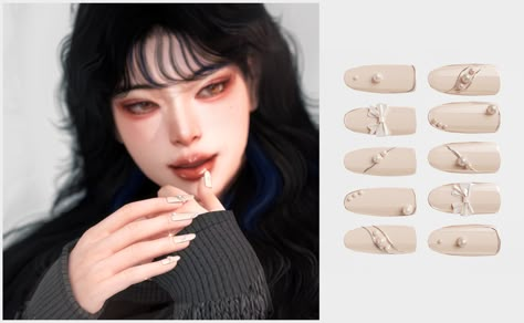 Brown And White Nails, Simple White Nails, The Sims 4 Cc Patreon, Sims 4 Cc Patreon, Sims 4 Nails, Sims 4 Cc Accessories, Cc Patreon, Sims 4 Makeup, Sims 4 Cas Mods