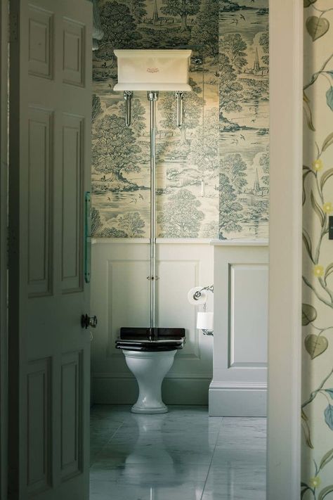 Georgian Country House | Dorset - Drummonds Bathrooms Edwardian Bathroom, Georgian Country House, Unusual Bathrooms, Small Downstairs Toilet, Cloakroom Toilet, Georgian Mansion, Georgian Interiors, Small Toilet Room, Downstairs Loo