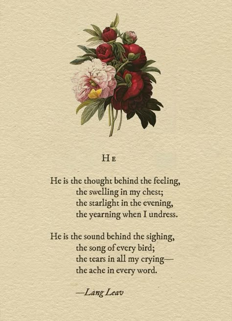 He Lang Leav Quotes, Lang Leav Poems, Deep Love Poems, Romantic Love Poems, Valentines Day Poems, Love Poems For Him, Lang Leav, Poems For Him, Poetry Words