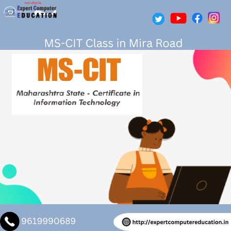 MS-CIT Class in Mira Road is a comprehensive course designed to equip students with essential computer skills. The course covers topics such as computer fundamentals, internet usage, email management, and more. Upon completion, students earn a certification that is recognized by various industries. Visit Here:- https://techplanet.today/post/ms-cit-classes-in-mira-road-unlock-your-potential-in-the-digital-age Contact Us:- 9619990689 Computer Fundamentals, Email Management, Computer Literacy, Basic Programming, Computer Education, Computer Class, Computer Knowledge, Computer Lab, Effective Learning