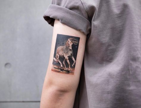 Related Tattoos, Watercolor Horse, Horse Tattoo, E Tattoo, Animal Tattoos, Tattoo Shop, Picture Tattoos, Beijing, Triangle Tattoo