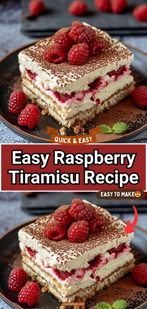 Ingredients: 1 cup fresh raspberries 1/2 cup raspberry jam Raspberry Tiramisu Recipe, Flavored Tiramisu, Raspberry Tiramisu, Unusual Dessert, Easy Tiramisu Recipe, Raspberry Desserts, Raspberry Recipes, Tiramisu Cake, Tiramisu Recipe