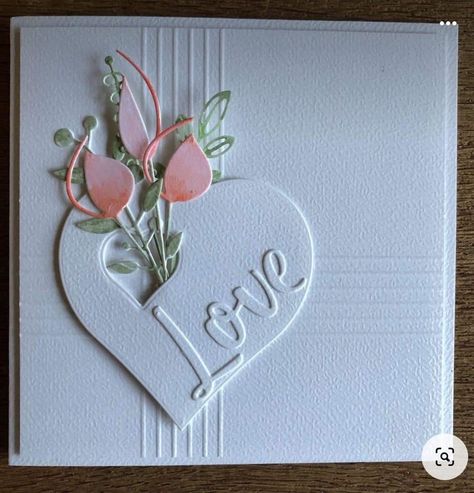 Embossed Valentine Cards Handmade, Homemade Wedding Cards, Valentine Cards To Make, Valentines Day Cards Handmade, Cards Anniversary, Anniversary Cards Handmade, Valentine Cards Handmade, White Cards, Wedding Cards Handmade