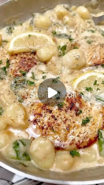 Chicken Cutlet Dinner Ideas, Garlic Chicken Gnocchi, Creamy Lemon Garlic Chicken, Sara Stewart, A Balanced Meal, Pepper Seasoning, Chicken Gnocchi, Chicken Alfredo Recipes, Lemon Garlic Chicken