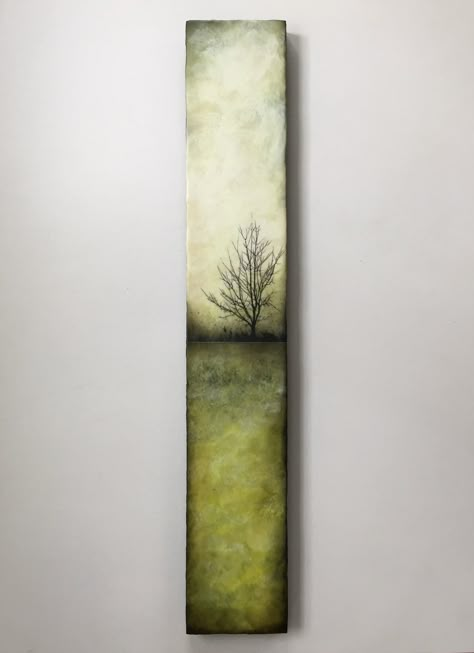 Long Painting Ideas, Abstract Trees Painting, Simple Things To Paint, Encaustic Wax Art, Long Painting, Encaustic Mixed Media, Abstract Tree Painting, Wax Art, Oil Paint On Wood