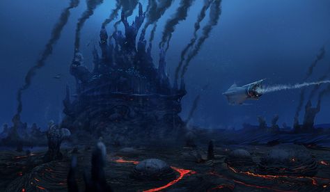 -Super Thermal Vent- , Pat Presley on ArtStation at https://www.artstation.com/artwork/3wYX2 Subnautica Concept Art, Deep Sea Creatures, 3d Landscape, Landscape Concept, Alien Planet, Fantasy Landscape, Anime Background, Desktop Wallpaper, The Ocean