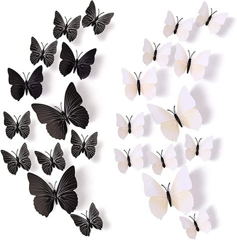 Amazon.com: Amaonm 24pcs 3D Vivid Special Man-Made Lively Butterfly Art DIY Decor Wall Stickers Decals Nursery Decoration, Bathroom Décor, Office Décor, 3D Wall Art, 3D Crafts for Wall Art Kids Room Bedroom : Baby Diy Decor Wall, Bedroom Stickers, 3d Crafts, Butterfly Wall Decals, White Room Decor, Wall Art Kids Room, Lash Room, Wall Art 3d, 3d Craft