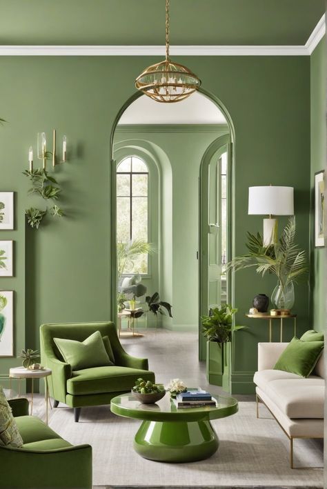 interior design, color trend, Go Away Green, 2024 Home Decor Colour Trends 2024, Wall Paints For Living Room, Best Green Paint Colors 2024, Wall Paints For Living Room Colour, Room Colour Schemes, Living Room Colour, Living Room Colour Schemes, Wall Color Schemes, Green Wall Color