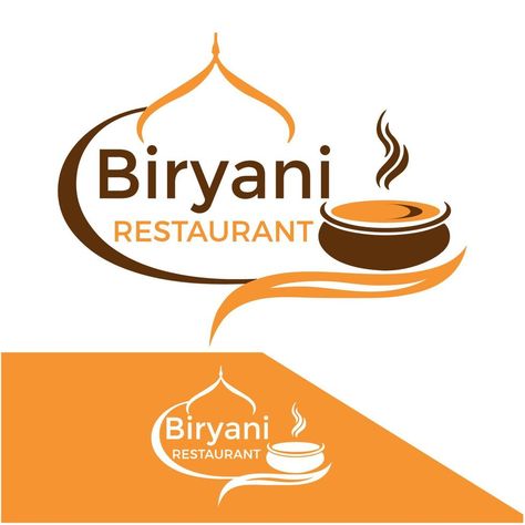 Biryan restaurant logo vector illustration Biryani Logo Design, Food Restaurant Logo, Brand Name Ideas, Hub Logo, Shop Banner Design, Shop Name Ideas, Logo Clipart, Restaurant Logo, Logo Design Ideas