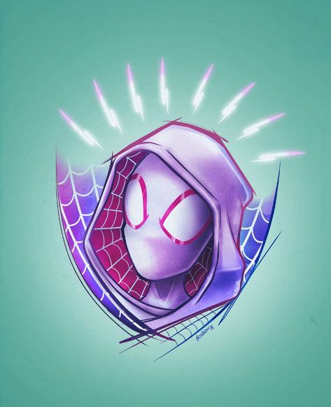 Spider-Gwen, Into the Spider-Verse Drawing Of Two People, Spider Man Fan Art, Dibujo Cute, Spiderman Black, Image Spiderman, Spider Gwen, Black Artwork, A Drawing, Spiderman