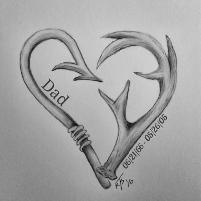 Tattoo Antler Tattoos, Tattoos For Dad Memorial, Hook Tattoos, Tattoo Meaningful, Hunting Tattoos, Father Tattoos, Super Tattoo, Remembrance Tattoos