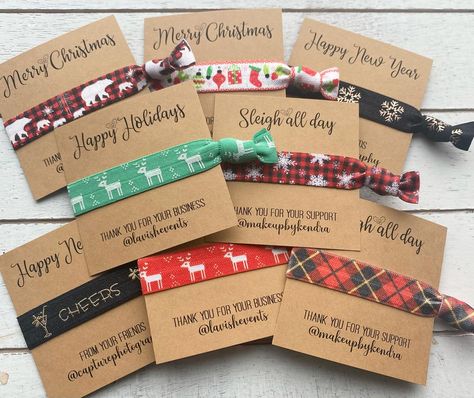 Attention small business owners! If you’re looking for unique and affordable holiday giveaways for your clients your search is over! These fun and festive hair ties/bracelets on custom cards, with your business branding, are sure to be a hit! Popular among hair salons, party planners, real estate agents, fitness instructors, yoga studios, nutritionists and more! Also great for holiday parties, galas and more! DM for details. . . . . . #promoitems #holiday #customergift #smallbusiness #smallbu... Bracelets Business, Customer Appreciation Gifts, Outreach Ideas, Festive Hair, Event Giveaways, Holiday Giveaways, Customer Gifts, Christmas Giveaways, Promotional Giveaways