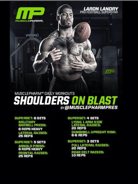 Muscle Pharm Shoulders, Shoulder Superset Workout, Musclepharm Shoulders, Musclepharm Workouts, Arnold Workout, Ectomorph Workout, Home Workout Plan, Workout Man, Muscle Pharm