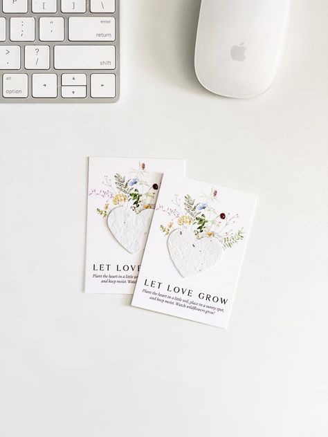 Grownotes™ Let Love Grow Favor Cards Botanical Wildflowers - Etsy The Perfect Blend Wedding Favor, Seed Paper Favors, Seed Packets Favors, Wildflower Seed Paper, Paper Shapes, Grow Wildflowers, Plantable Paper, Let Love Grow, Plantable Seed Paper