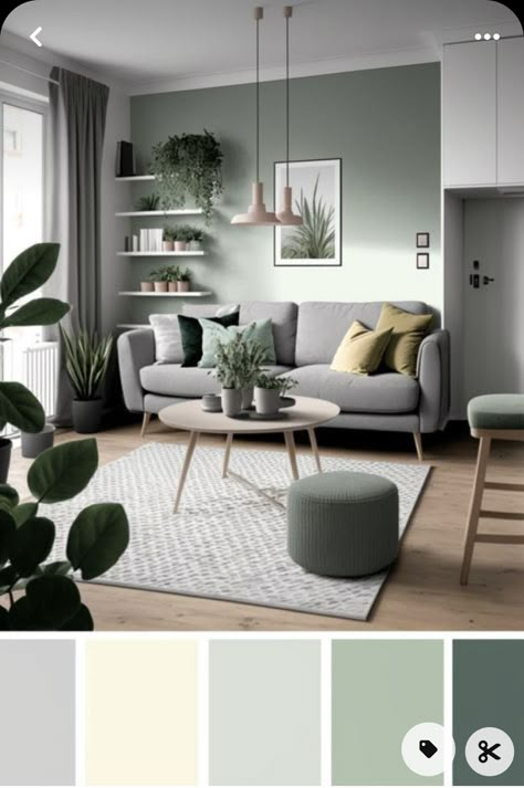 Living Room Color Combination, Green Living Room Decor, Room Color Combination, Color Palette Living Room, Living Room Wall Color, Room Wall Colors, Living Room Color Schemes, Living Room Partition Design, Room Ideas Living Room