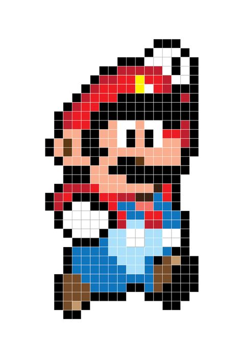 Mario Perler Fuse Bead Pixel Pattern 8bit Mario, Super Mario Pixel Art, Pixel Art Mario, Perler Bead Mario, Pixel Art Background, Fuse Bead Patterns, Easy Pixel Art, Pixel Art Templates, Hama Bead