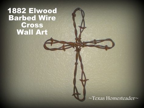 Barbed Wire Wall Art Cross Wire Crosses Diy, Barbed Wire Cross, Barbed Wire Decor, Barn Wood Mirror, Barbed Wire Art, Wire Crosses, Cross Wall Art, Texas Wall Art, Wire Wall Art