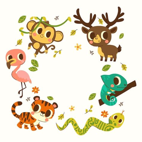 Hand drawn wild animals illustration | Free Vector #Freepik #freevector #biodiversity #animal-background #habitat #wildlife Wild Animals Illustration, Animal Illustration Kids, Premium Vector Cartoon, Animals Illustration, Dinosaur Illustration, Happy Birthday Lettering, Dinosaur Funny, Baby Dinosaurs, Cartoon Dinosaur