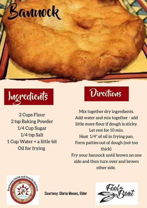 Fried Bannock Recipe, Bannock Recipe, Bannock Bread, Fried Bread Recipe, Indian Tacos, Holiday Treats Recipes, Native American Food, Fry Bread, Easy Bread Recipes