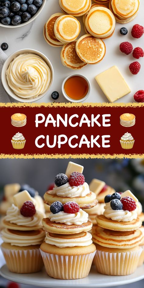 Gourmet Pancake Cupcakes: A Sweet Fusion of Breakfast and Dessert Pineapple Dump Cake Recipe, Gourmet Cupcake Recipes, Maple Buttercream Frosting, Pancake Cupcakes, Cherry Pineapple Dump Cake, Gourmet Cupcake, Cherry Dump Cake Recipe, Maple Syrup Glaze, Chocolate Dump Cake