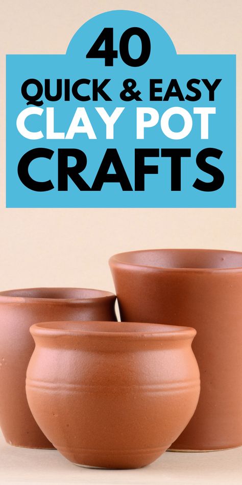 This list of DIY crafts is HUGE! Find out what to do with your clay pots and repurpose them! These clay pot crafts are the perfect homemade gifts and decor. Clay Pot Decorating Ideas, Pot Diy Ideas, Plant Pot Crafts, Crafts For Adults Home Decor, Clay Pot Diy, Mini Clay Pot Crafts, Terracotta Pot Ideas, Plant Pots Crafts, Pots Flowers