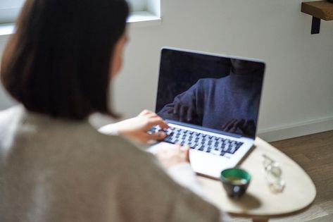 Free photo rear view of woman typing and... | Free Photo #Freepik #freephoto #woman-computer #remote-work #online-work #asian-laptop Short Film Aesthetic, Working On Laptop, Free Video Background, Shot List, Work Online, Laptop Screen, Video Background, Film Aesthetic, Computer Screen