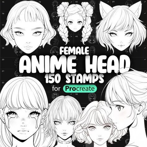 ✅CLICK THE LINK!⬆️ 150 Procreate Anime Female Head Stamps available on Etsy! Perfect for digital planners, scrapbooking, and more. #procreate #anime #digitalplanner . #Anime_Female_Head #Procreate_Downloads #Procreate_Anime #Digital_Art_Software Procreate Downloads, Digital Art Software, Best Procreate Brushes, Anime Reference, Free Brushes, Anime Lineart, Free Procreate, Brushes Procreate, Procreate Brushes Free