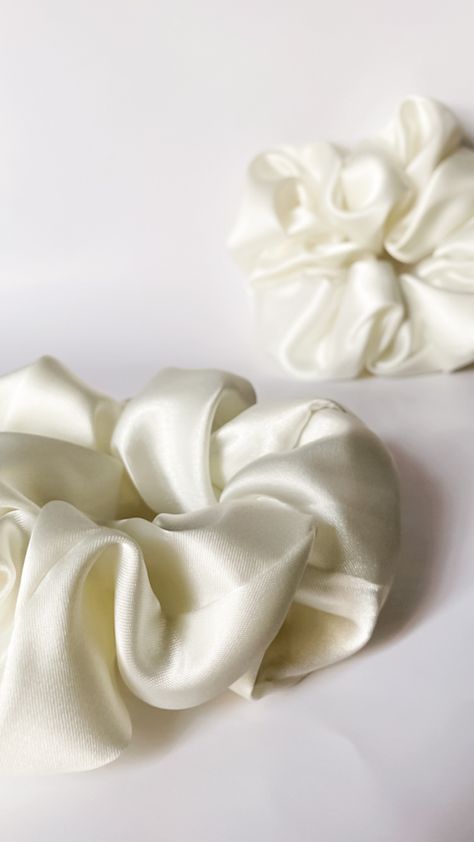 Fully handmade scrunchies ❤️ Bride Scrunchies, White Details, Satin Color, Home Delivery, Pearl White, Scrunchies, Off White, Satin, Pure Products